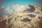 Rocky Mountains with clouds sky and glacier snow beautiful Landscape