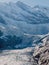 Rocky mountains and glacier. Peak of mountain and glacier in Dombay