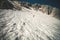 Rocky Mountains Glacier snow with travelers climbing