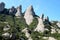 Rocky mountains at sunny spring day near Montserrat Abbey.