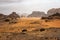 Rocky mountains in Wadi Rum desert