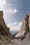 Rocky mountainscape at Sella Pass, Dolomites, Italy