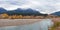 Rocky Moutains and Kicking Horse river from the town of Golden i