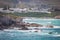 Rocky ocean coast of town of Hermanus, South Africa