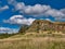 A rocky outcrop of the igneous rock dolerite at Walltown Country Park in Northumberland, England, UK