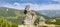 Rocky outcrops on crest of ridge in the Carpathian Mountains