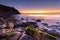 Rocky Pacific ocean shore in Malaga Cove, Palos Verdes Estates, California