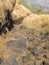 A Rocky Pathway of trekking of a Fort in Western Sahyadri Ghats of Maharashtra, India.