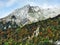 Rocky peak Ochsenchopf in the Glarus Alps Mountain Range and above Lake Klontalersee