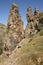 Rocky pinnacles landscape in Boqueron route. Cabaneros, Spain