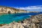 The rocky Porto Limnionas beach on Zakynthos island