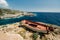 The rocky Porto Limnionas beach on Zakynthos island, Greece