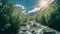 Rocky river landscape in rainforest, New Zealand