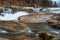 Rocky river shrouded in water for the whole frame