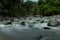 Rocky river stream of Kali Bojong, Salatiga, Central Java. Indonesia.