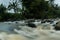 Rocky river stream of Kali Bojong, Salatiga, Central Java. Indonesia.