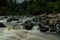 Rocky river stream of Kali Bojong, Salatiga, Central Java. Indonesia.