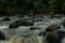 Rocky river stream of Kali Bojong, Salatiga, Central Java. Indonesia.