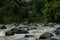 Rocky river stream of Kali Bojong, Salatiga, Central Java. Indonesia.