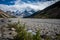 Rocky river tundra along the Icefields Parkway in the Canadian Rockies, Jasper National Park