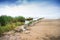 Rocky and sandy seashore landscape