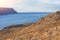 Rocky sea coast. Barents sea at sunset. North Cape. Nordkapp, Norway