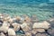 Rocky sea shore of Ortygia Ortigia Island, Syracuse, Sicily, Italy