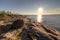 Rocky seacoast on sunrise. landscape