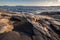 Rocky seacoast on sunrise. landscape