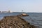 Rocky Shore along New Haven Harbor at Long Wharf Park in New Haven Connecticut