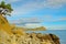 Rocky shore, beautiful cloudy sky, Black sea coast