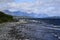 rocky shore of the Beautiful lakes in argentinian Lake District near Bariloche, Argentina