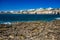 Rocky shore, clear turquoise sea water and blue sky in Ayia-Napa, Cyprus, hotels