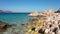 Rocky shore with crystal clear sea water.