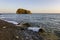 The rocky shore of Fiolent beach. Evening. Sunset.