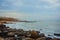 The rocky shore of the Indian Ocean in the city of Kanyakumari