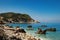 Rocky shore of Lefkada island in Greece