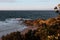 Rocky shore of Little Wategos Beach in Byron Bay, Australia