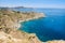 Rocky shore in marine reserve of Cerbere Banyuls, Mediterranean sea, Pyrenees Orientales, Cote Vermeille, France