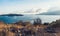 Rocky shore next to Ksamil, Saranda, Albanian Riviera, beautiful seascape, sunset