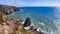 Rocky Shore Ocean Waves Crashing Below Cliff Cabo da Roca, Portugal