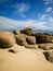 Rocky shore of Ponta das Canas beach in Florianopolis, Brazil