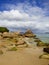 Rocky shore of Ponta das Canas beach in Florianopolis, Brazil