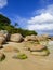 Rocky shore of Ponta das Canas beach in Florianopolis, Brazil