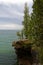 The rocky shoreline of Lake Michigan in Wisconsin