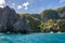 Rocky shores of the islands of El Nido in the province of Palawan, Philippines