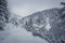 Rocky slopes covered with snow