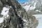 Rocky snow mountain in Alps