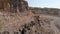 Rocky soil structure in a mining quarry.