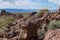 Rocky spine reaches out from Boundary Cone in Western Arizona